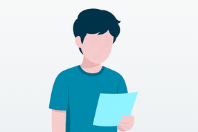 Ein junger Mann blickt erstaunt auf die hohe Bestattungsrechnung.